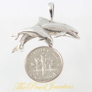 9230216-Mother-Child-Dolphin-Sterling-Silver-Pendant-Necklace