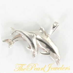 9230216-Mother-Child-Dolphin-Sterling-Silver-Pendant-Necklace