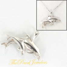 Load image into Gallery viewer, 9230216-Mother-Child-Dolphin-Sterling-Silver-Pendant-Necklace