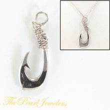 Load image into Gallery viewer, 9230217-Sterling-Silver-Polynesian-Fish-Hook-Pendant-Necklace