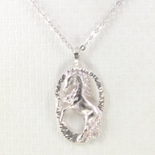 Load image into Gallery viewer, 9230224-Sterling-Silver-Satin-Finish-Diamond-Cut-Horse-Pendant-Charm-Necklace