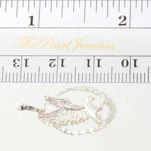 9230225-Sterling-Silver-Eagle-Diamond-Cut-Frame-Pendant-Charm-Necklace