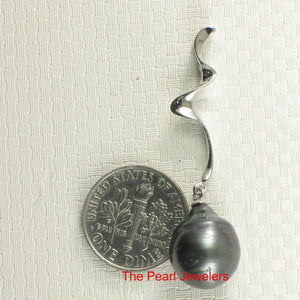 92T0092-Solid-Silver-925-Twist-Bale-Genuine-Black-Baroque-Tahitian-Pearl-Pendant
