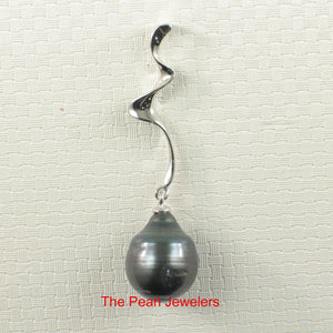92T0092-Solid-Silver-925-Twist-Bale-Genuine-Black-Baroque-Tahitian-Pearl-Pendant
