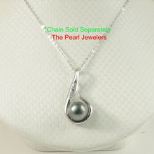 Load image into Gallery viewer, 92T0223-Solid-Sterling-Silver-925-Fish-Hook-Natural-Black-Tahitian-Pearl-Pendant