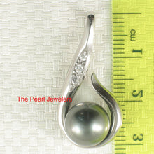 Load image into Gallery viewer, 92T0223-Solid-Sterling-Silver-925-Fish-Hook-Natural-Black-Tahitian-Pearl-Pendant