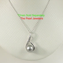 Load image into Gallery viewer, 92T0223B-Solid-Sterling-Silver-925-Fish-Hook-Natural-Gray-Tahitian-Pearl-Pendant