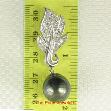 Load image into Gallery viewer, 92T0241-Natural-Black-Tahitian-Pearl-Cubic-Zirconia-Flame-Bale-Pendant