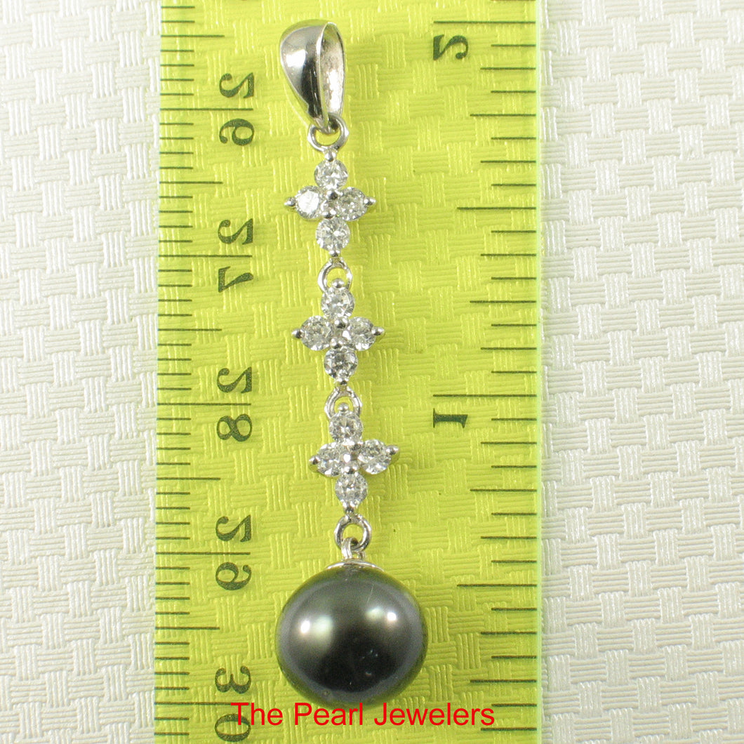 92T0701-Silver-.925-Cubic-Zirconia-Black-Tahitian-Pearl-Pendant-Necklae