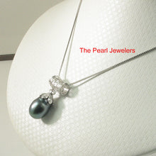 Load image into Gallery viewer, 92T0801-Genuine-Baroque-Black-Tahitian-Pearl-Silver-Cup-Pendant-Necklace