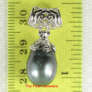 92T0801-Genuine-Baroque-Black-Tahitian-Pearl-Silver-Cup-Pendant-Necklace