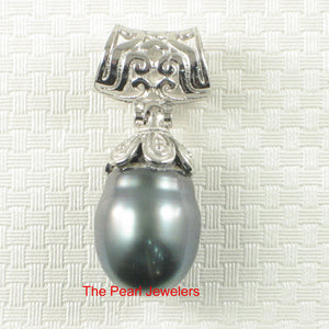 92T0801-Genuine-Baroque-Black-Tahitian-Pearl-Silver-Cup-Pendant-Necklace