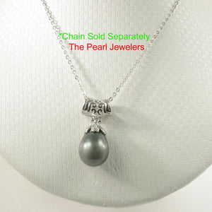 92T0803-Silver-Cup-Genuine-Baroque-Natural-Gray-Tahitian-Pearl-Pendant-Necklace