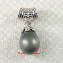 Load image into Gallery viewer, 92T0803-Silver-Cup-Genuine-Baroque-Natural-Gray-Tahitian-Pearl-Pendant-Necklace
