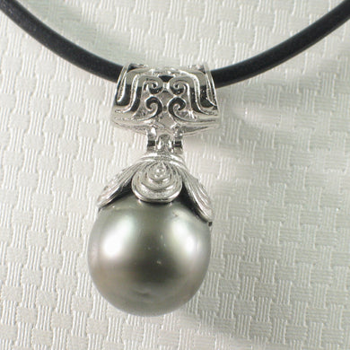 92T0812-Genuine-Black-Gray-Tahitian-Pearl-Silver-Cup-Pendant-Necklace
