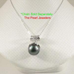 92T0813-Silver-925-Cup-Genuine-Black-Tahitian-Pearl-Pendant-Necklace