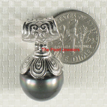Load image into Gallery viewer, 92T0813-Silver-925-Cup-Genuine-Black-Tahitian-Pearl-Pendant-Necklace