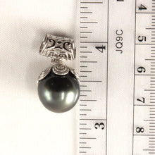 Load image into Gallery viewer, 92T0814-Silver-Cup-Genuine-Black-Tahitian-Pearl-Pendant-Necklace