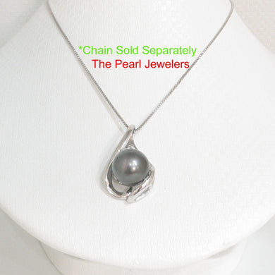 Wave Design Black Tahitian Pearl Pendant