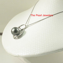 Load image into Gallery viewer, 92T1328-Genuine-Baroque-Tahitian-Black-Pearl-Silver-Pendants-Necklace