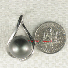 Load image into Gallery viewer, 92T1328-Genuine-Baroque-Tahitian-Black-Pearl-Silver-Pendants-Necklace