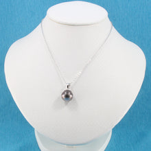 Load image into Gallery viewer, 92T2312B-Sterling-Silver-Flower-Bale-Genuine-Black-Tahitian-Pearl-Pendant-Necklace