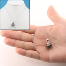 Load image into Gallery viewer, 92T2312B-Sterling-Silver-Flower-Bale-Genuine-Black-Tahitian-Pearl-Pendant-Necklace