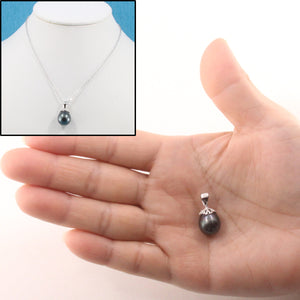 92T2312D-Genuine-Black-Tahitian-Pearl-Silver-.925-Flower-Bale-Pendant-Necklace