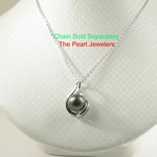 Load image into Gallery viewer, 92T0321-Genuine-Black-Green-Tahitian-Pearl-Love-Heart-Pendant-Necklace