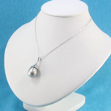 Load image into Gallery viewer, 92T0363-Silver-925-Bell-Bale-Genuine-Smoke-Gray-Tahitian-Pearl-Pendant-Necklace
