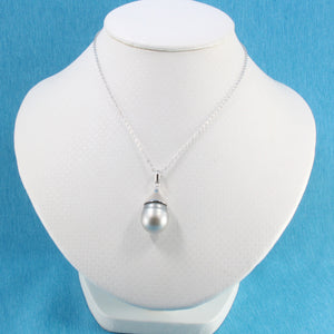 92T0363-Silver-925-Bell-Bale-Genuine-Smoke-Gray-Tahitian-Pearl-Pendant-Necklace