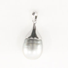 Load image into Gallery viewer, 92T0363-Silver-925-Bell-Bale-Genuine-Smoke-Gray-Tahitian-Pearl-Pendant-Necklace