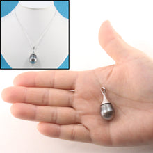 Load image into Gallery viewer, 92T0363B-Silver-925-Bell-Genuine-Baroque-Tahitian-Pearl-Pendant-Necklace