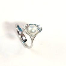 Load image into Gallery viewer, 9300590-Solid-Sterling-Silver-.925-White-Pearl-Ring-Shell-Style-Adjustable-Ring-Size