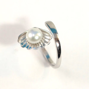 9300590-Solid-Sterling-Silver-.925-White-Pearl-Ring-Shell-Style-Adjustable-Ring-Size