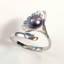 Load image into Gallery viewer, 9300591-Solid-Sterling-Silver-.925-Black-Gray-Pearl-Ring-Shell-Style-Adjustable-Ring-Size