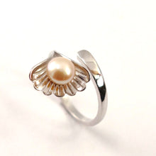 Load image into Gallery viewer, 9300592-Solid-Sterling-Silver-.925-Peach-Pearl-Ring-Shell-Style-Adjustable-Ring-Size