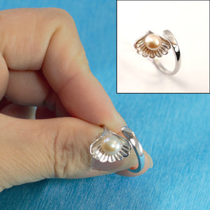 9300592-Solid-Sterling-Silver-.925-Peach-Pearl-Ring-Shell-Style-Adjustable-Ring-Size