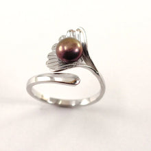 Load image into Gallery viewer, 9300595-Solid-Sterling-Silver-.925-Eggplant-Pearl-Ring-Shell-Style-Adjustable-Ring-Size