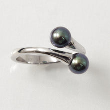 Load image into Gallery viewer, 9301091-Solid-Sterling-Silver-925-Twin-AAA-Peacock-Cultured-Pearl-Cocktail-Ring