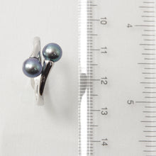 Load image into Gallery viewer, 9301091B-Sterling-Silver-925-Twin-AAA-Blue-Cultured-Pearl-Cocktail-Ring