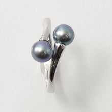 Load image into Gallery viewer, 9301091B-Sterling-Silver-925-Twin-AAA-Blue-Cultured-Pearl-Cocktail-Ring