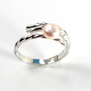 9301582-Solid-Sterling-Silver-.925-Pink-Pearl-Ring-Adjustable-Ring-Size