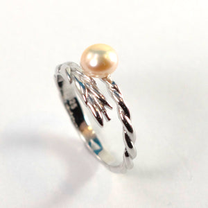 9301584-Solid-Sterling-Silver-.925-Peach-Pearl-Ring-Adjustable-Ring-Size