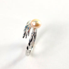 Load image into Gallery viewer, 9301584-Solid-Sterling-Silver-.925-Peach-Pearl-Ring-Adjustable-Ring-Size