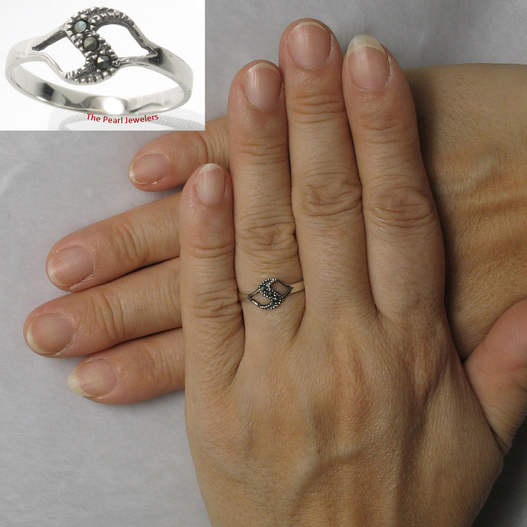 “S” Design Sterling Silver Marcasite Ring