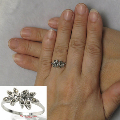 Flower Sterling Silver Marcasite Ring