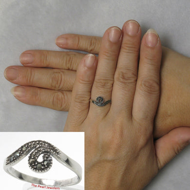 Ocean Wave Sterling Silver Marcasite Ring