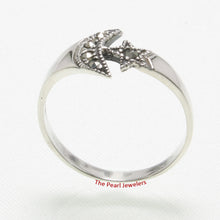 Load image into Gallery viewer, 9305081-Sterling-Silver-Studded-Marcasite-Star-Moon-Design-Cocktail-Ring