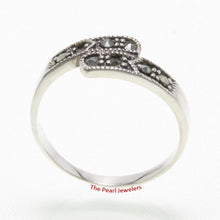Load image into Gallery viewer, Twin Band Sterling Silver Studded Marcasite Cocktail Ring